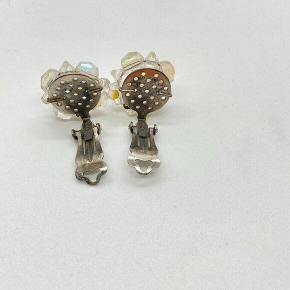 Vintage Aurora Borealis Set Graduated Bead 25" Necklace Clip On Earrings - Picture 12 of 16